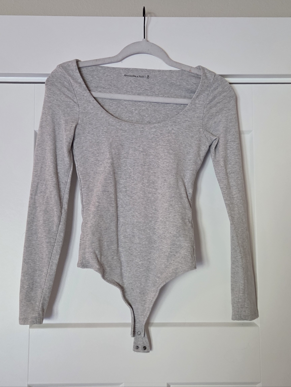 Abercrombie & Fitch Scoop Neck Bodysuit In Light Grey XS